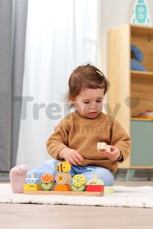 Drevená skladačka Kvety a zvieratká Stacking Game Eichhorn 13 stohovateľných kociek od 24 mes