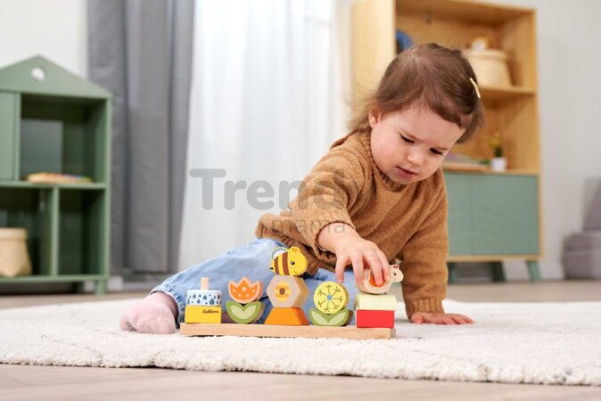 Drevená skladačka Kvety a zvieratká Stacking Game Eichhorn 13 stohovateľných kociek od 24 mes