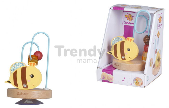 Drevený labyrint s korálikmi Včela Bead Maze Bee Eichhorn s prísavkou od 12 mes EH6814