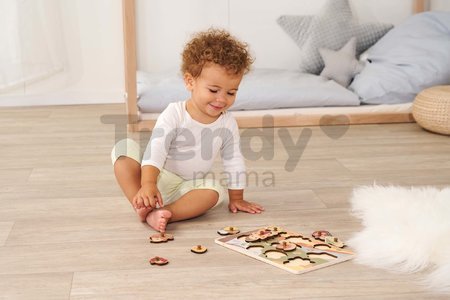 Drevené vkladacie puzzle zvieratká Pin Puzzle Eichhorn 2 rôzne druhy 10 dielov od 24 mes