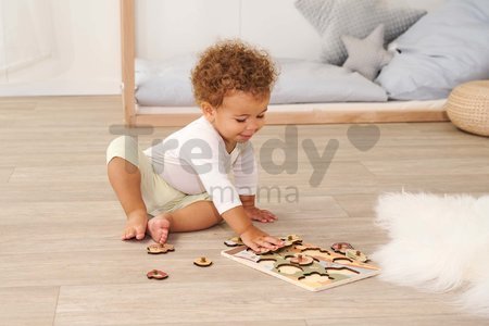 Drevené vkladacie puzzle zvieratká Pin Puzzle Eichhorn 2 rôzne druhy 10 dielov od 24 mes