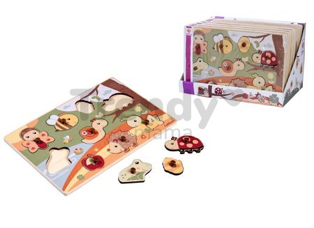 Drevené vkladacie puzzle zvieratká Pin Puzzle Eichhorn 2 rôzne druhy 10 dielov od 24 mes