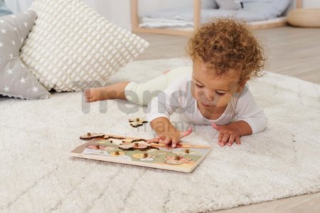Drevené vkladacie puzzle zvieratká Pin Puzzle Eichhorn 2 rôzne druhy 10 dielov od 24 mes