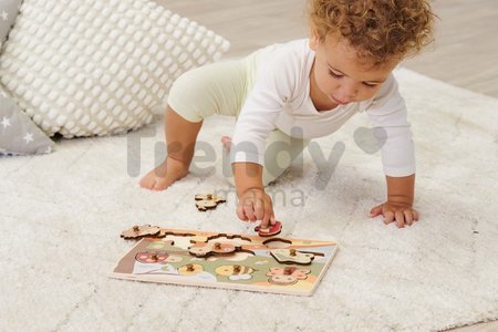 Drevené vkladacie puzzle zvieratká Pin Puzzle Eichhorn 2 rôzne druhy 10 dielov od 24 mes