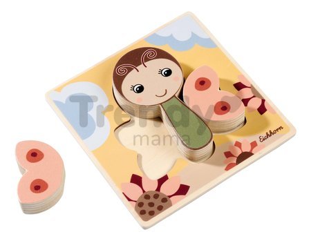 Drevené vkladacie puzzle zvieratká EH Inlay puzzle Eichhorn 7 rôznych druhov 4 dieliky od 12 mes