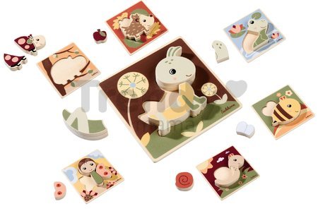 Drevené vkladacie puzzle zvieratká EH Inlay puzzle Eichhorn 7 rôznych druhov 4 dieliky od 12 mes