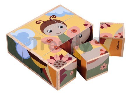 Drevené puzzle kocky zvieratká Picture Cube Eichhorn 9 dielov so 6 motívmi
