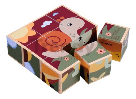 Drevené puzzle kocky zvieratká Picture Cube Eichhorn 9 dielov so 6 motívmi