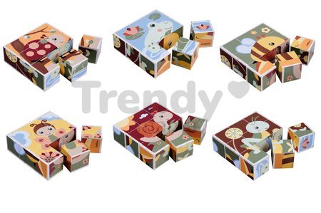 Drevené puzzle kocky zvieratká Picture Cube Eichhorn 9 dielov so 6 motívmi