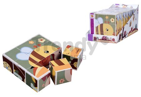 Drevené puzzle kocky zvieratká Picture Cube Eichhorn 9 dielov so 6 motívmi