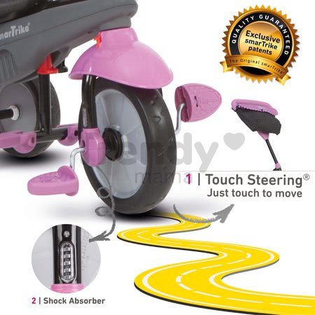Trojkolka Shine 4v1 Touch Steering Grey&Pink smarTrike šedo-ružová od 10 mes
