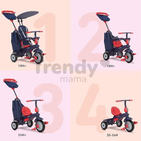 Trojkolka Shine 4v1 Blue&Red Touch Steering smarTrike modro-červená od 10 mes