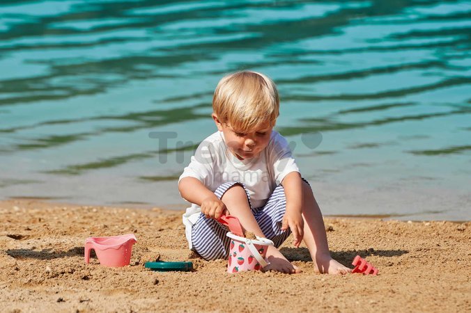 Vedro set s krhličkou Strawberry Bucket Beach Écoiffier 12 cm výška 5 dielov s lopatkou a hrabličkami od 12 mes