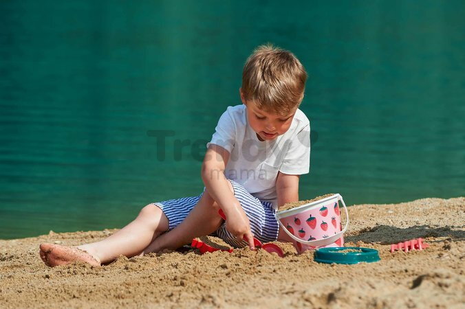 Vedro set s krhlou Strawberry Bucket Beach Écoiffier 17 cm výška 6 dielov s lopatkou hrabličkami a formičkou od 18 mes