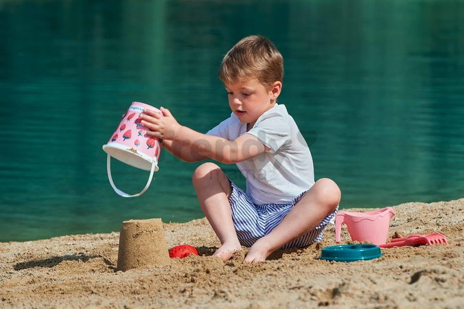 Vedro set s krhlou Strawberry Bucket Beach Écoiffier 17 cm výška 6 dielov s lopatkou hrabličkami a formičkou od 18 mes