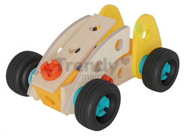 Drevená stavebnica autíčko Construct Mini Racer Eichhorn 1 model 28 dielov od 3 rokov EH7004