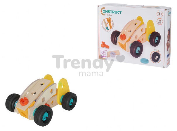 Drevená stavebnica autíčko Construct Mini Racer Eichhorn 1 model 28 dielov od 3 rokov EH7004