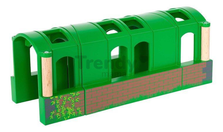 Drevený tunel polohovateľný Flexible Tunnel BRIO zelený 3 diely od 3 rokov BRIO7099