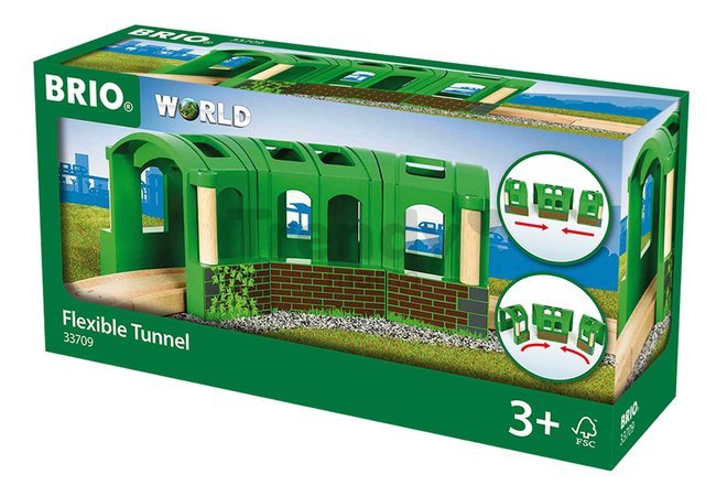 Drevený tunel polohovateľný Flexible Tunnel BRIO zelený 3 diely od 3 rokov BRIO7099