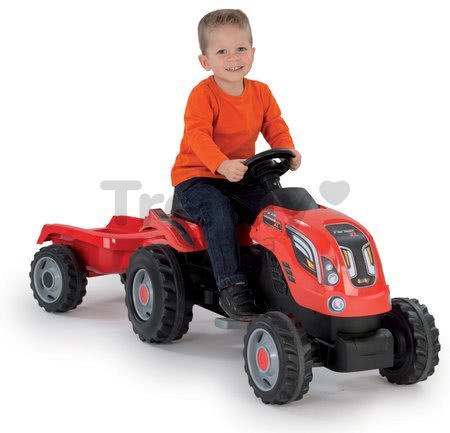 Traktor na šliapanie RX Bull Smoby s prívesom červený