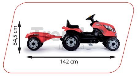 Traktor na šliapanie RX Bull Smoby s prívesom červený