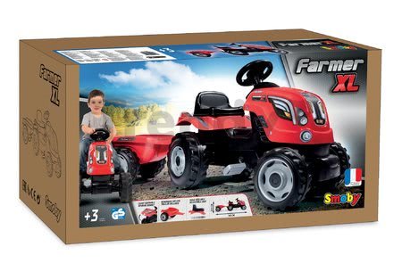 Traktor na šliapanie RX Bull Smoby s prívesom červený