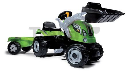 Traktor s nakladačom Farmer Max Smoby zelený s prívesom na šľapanie