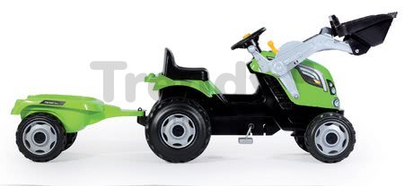 Traktor s nakladačom Farmer Max Smoby zelený s prívesom na šľapanie