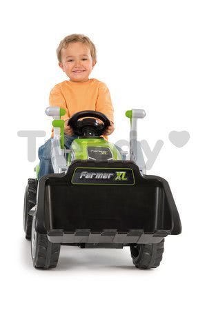 Traktor s nakladačom Farmer Max Smoby zelený s prívesom na šľapanie
