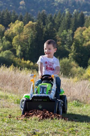 Traktor s nakladačom Farmer Max Smoby zelený s prívesom na šľapanie