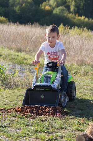 Traktor s nakladačom Farmer Max Smoby zelený s prívesom na šľapanie