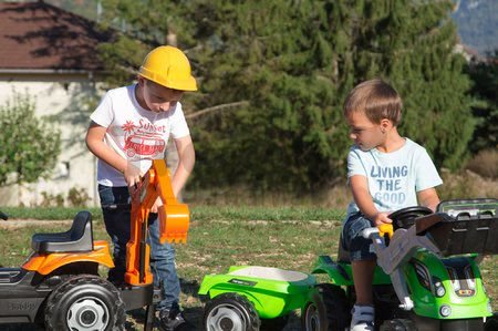 Traktor na šliapanie Builder Max Stavbár Smoby s bagrom a nakladačom oranžový