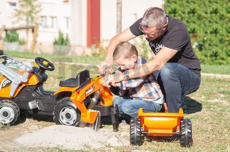 Traktor na šliapanie Builder Max Stavbár Smoby s bagrom a nakladačom oranžový