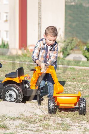 Traktor na šliapanie Builder Max Stavbár Smoby s bagrom a nakladačom oranžový