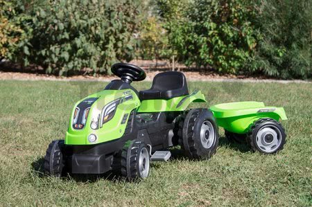 Traktor na šliapanie RX Bull Smoby s prívesom zelený