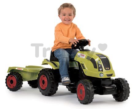 Traktor na šliapanie Claas Farmer XL Žaba Smoby s prívesom zelený