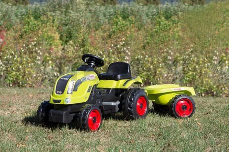 Traktor na šliapanie Claas Farmer XL Žaba Smoby s prívesom zelený