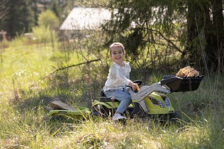 Traktor na šľapanie s nakladačom a príves Farmer Max Green Tractor+Trailer Smoby zelený s polohovateľným sedadlom a so zvukom 169 cm