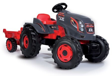 Traktor šliapací Stronger XXL Smoby s prívesom šedo-červený