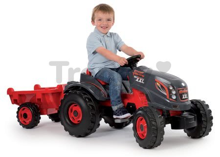Traktor šliapací Stronger XXL Smoby s prívesom šedo-červený
