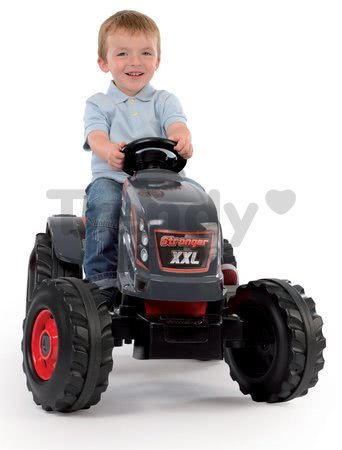 Traktor šliapací Stronger XXL Smoby s prívesom šedo-červený