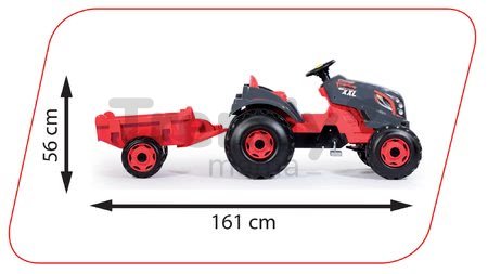 Traktor šliapací Stronger XXL Smoby s prívesom šedo-červený