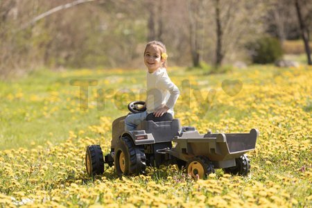 Traktor na šľapanie a príves Stronger XXL Tractor+Trailer Smoby s polohovateľným sedadlom a zvukom na volante 161 cm