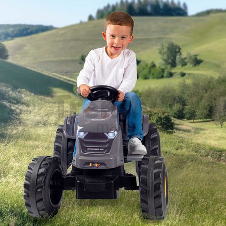 Traktor na šľapanie a príves Stronger XXL Tractor+Trailer Smoby s polohovateľným sedadlom a zvukom na volante 161 cm