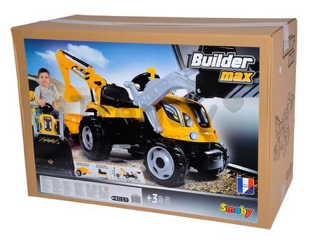 Traktor s bagrom a nakladačom Builder Max Smoby s vlekom na šliapanie