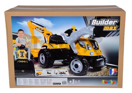 Traktor s bagrom a nakladačom Builder Max Smoby s vlekom na šliapanie