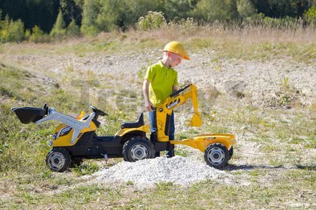 Traktor s bagrom a nakladačom Builder Max Smoby s vlekom na šliapanie