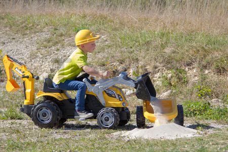 Traktor s bagrom a nakladačom Builder Max Smoby s vlekom na šliapanie