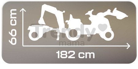 Traktor na šliapanie s nakladačom a bagrom Builder Max Tractor+Trailer Smoby s polohovateľným sedadlom a so zvukom 182 cm