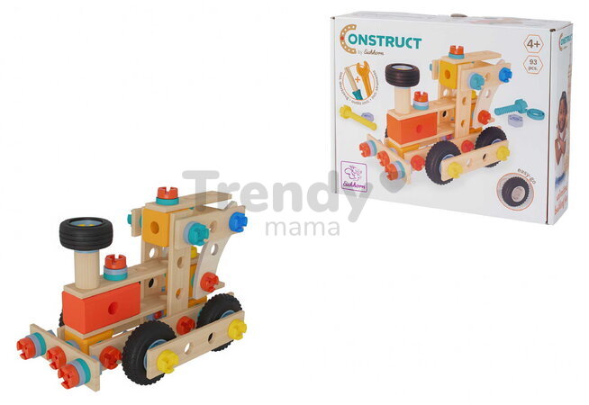 Drevená stavebnica rušeň Construct Steam Engine Eichhorn 1 model 93 dielov od 4 rokov EH7201